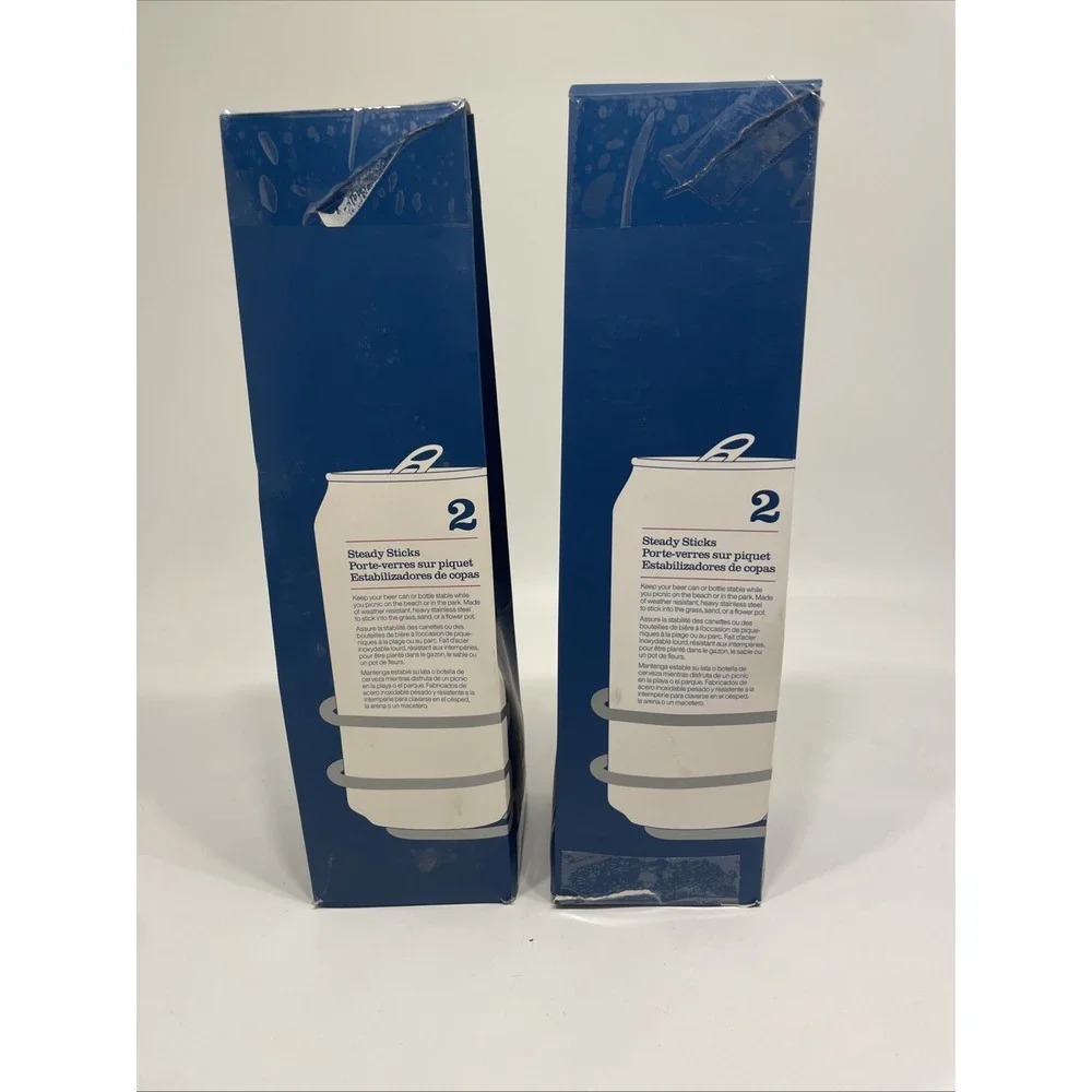 TWO Crate & Barrel Steady Sticks beer can/bottle Holder (with 2 in each box)